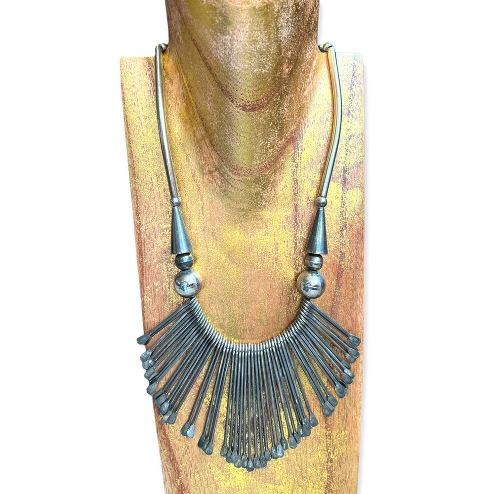 Vintage Silver Tribal Fringe Necklace